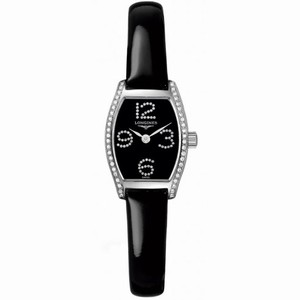 Longines Evidenza Mini Black Diamond Dial Black Leather Ladies Watch L21750572