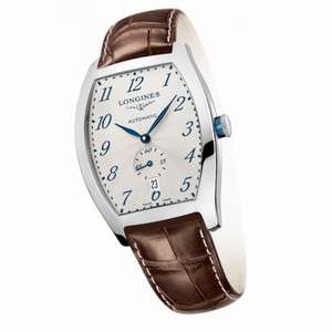 Longines Evidenza Silver -  Flinque Dial Brown Alligator Leather Stainless Steel Case Automatic Men's Watch L2.642.4.73.4