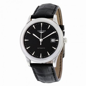 Longines Flagship Automatic Black Dial Black Leather Men's Watch L4.874.4.52.2