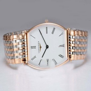 Longines La Grande Classique L47864116 Oval White Dial Rose Gold Stainless Steel Strap Watch