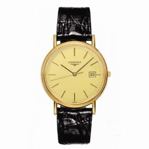 Longines Presence Gold-tone Dial Black Leather Strap Men's Watch L4.790.2.32.2