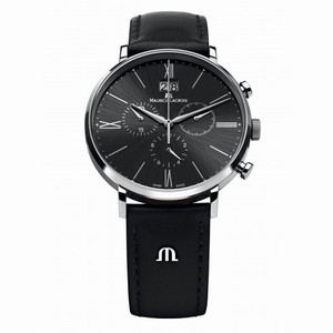 Maurice Lacroix Eliros Black Dial Black Leather Men's Quartz Watch EL1088-SS001-310
