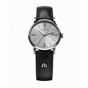 Maurice Lacroix Eliros Date Silver Dial Black Leather Strap Ladies Quartz Watch EL1084-SS001-110