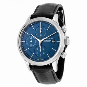 Maurice Lacroix Les Classiques Automatic Chronograph Blue Dial Black Leather Strap Men's Watch LC6058-SS001-430