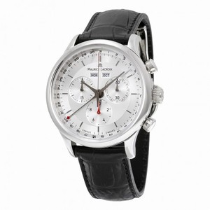 Maurice Lacroix Les Classiques Chronographe Silver Dial Black Leather Men's Quartz Watch LC1228-SS001-131