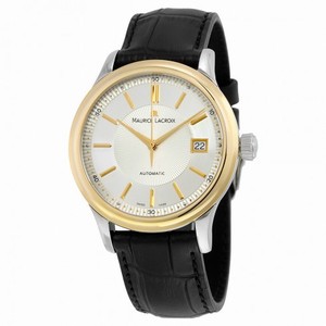 Maurice Lacroix Les Classiques Date Silver Dial Black Calfskin Leather Automatc Men's Watch LC6027-PS101-131