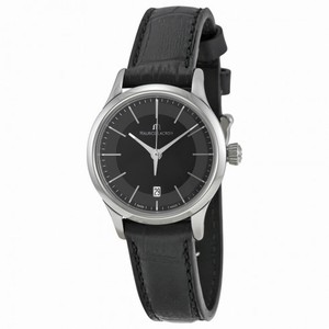 Maurice Lacroix Les Classiques Date Black Dial Black Leather Ladies Quartz Watch LC1113-SS001-330