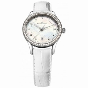 Maurice Lacroix Les Classiques Date Midsize Mother Of Pearl Dial White Leather Ladies Quartz Watch LC1026-SD501-170
