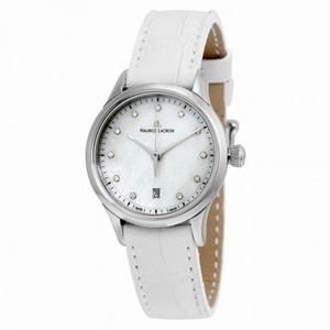 Maurice Lacroix Les Classiques Date Mother of Pearl Dial White Leather Ladies Quartz Watch LC1113-SS001-170