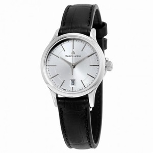 Maurice Lacroix Les Classiques Date Silver Dial Black Leather Ladies Quartz Watch LC1113-SS001-130