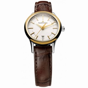 Maurice Lacroix Les Classiques Date White Dial Brown Leather Ladies Quartz Watch LC1113-PVY11-130