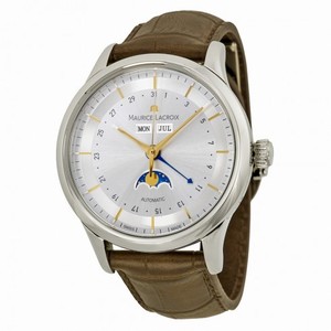 Maurice Lacroix Les Classiques Phase de Lune Automatic Silver Dial Brown Leather Men's Watch LC6068-SS001-132