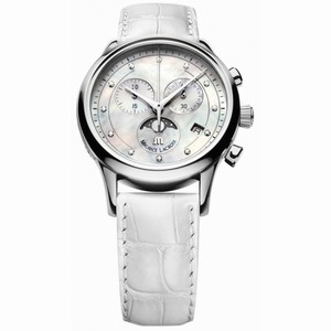 Maurice Lacroix Les Classiques Phase de Lune Chrono Mother Of Pearl Dial White Leather Strap Ladies Quartz Watch LC1087-SS001-160