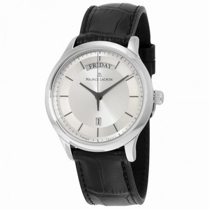 Maurice Lacroix Les Classiques Silver Dial Black Leather Men's Quartz Watch LC1227-SS001-131