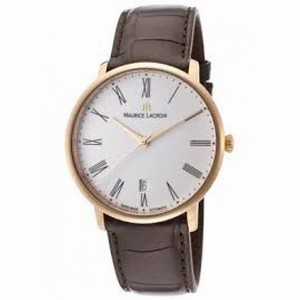 Maurice Lacroix Les Classiques Silver Dial Brown Alligator Leather Men's Automatic Watch LC6007-PG101-110
