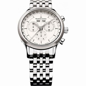 Maurice Lacroix Les Classiques Silver Dial Chronograph Stainless Steel Men's Watch LC1008-SS002-130