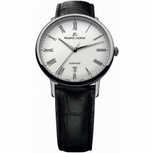 Maurice Lacroix Les Classiques Tradition Automatic White Dial Black Leather Strap Men's Watch LC6067-SS001-110