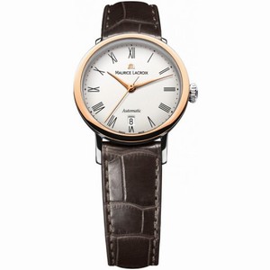 Maurice Lacroix Les Classiques White Dial Brown Alligator Leather Ladies Automatic Watch LC6063-PS101-110