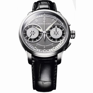 Maurice Lacroix Masterpiece Le Chronographe Grey Dial Black Leather Men's Watch MP7128-SS001-320