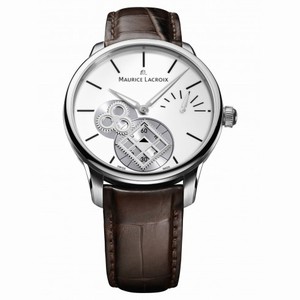 Maurice Lacroix Masterpiece Square Wheel Vintage Silver Dial Brown Crocodile Leather Men's Automatic Watch MP7158-SS001-101