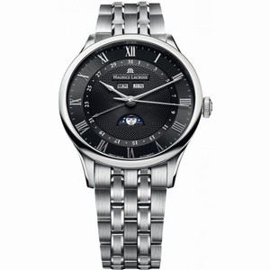 Maurice Lacroix Masterpiece Tradition Phase de Lune Black Dial Stainless Steel Men's Watch MP6607-SS002-310