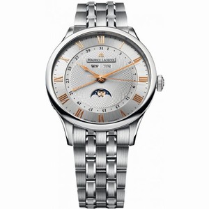 Maurice Lacroix Masterpiece Tradition Phase de Lune Silver Dial Men's Automatic Stainless Steel Watch MP6607-SS002-111