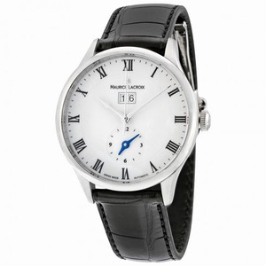Maurice Lacroix Masterpiece Tradition Silver Dial GMT Black Leather Men's Watch MP6707-SS001-112