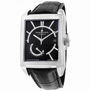 Maurice Lacroix Pontos Automatic Black Dial Black Leather Men's Watch PT6217-SS001-330