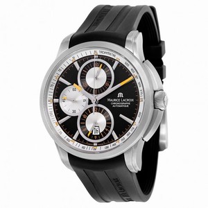 Maurice Lacroix Pontos Chronograph Black and Orange Dial Rubber Strap Men's Watch PT6188-TT031-330