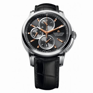 Maurice Lacroix Pontos Chronograph Black Dial Leather Men's Watch PT6188-SS001332
