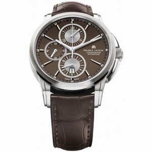 Maurice Lacroix Pontos Chronograph Brown Dial Brown Leather Automatic Men's Watch PT6188-SS001-730