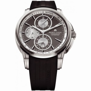 Maurice Lacroix Pontos Chronograph Grey Dial Black Rubber Men's Watch PT6188-TT031-830