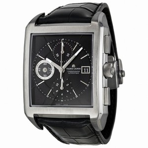 Maurice Lacroix Pontos Rectangulaire Black Dial Leather Men's Watch PT6197-SS001-330