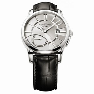 Maurice Lacroix Pontos Reserve De Marche Silver Dial Black Leather Men's Watch PT6168-SS001-131
