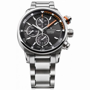 Maurice Lacroix Pontos S Black and Orange Dial Chronograph Stainless Steel Men's Watch PT6008-SS002-332