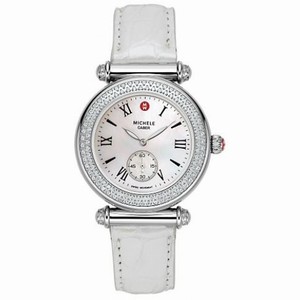 Michele Caber Diamond Mother of Pearl Dial Silver Leather Ladies Watch MWW16A000005