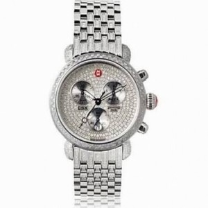 Michele CSX-36 Ultimate Chronograph Pave Diamond Dial Stainless Steel Ladies Watch MWW03C000504