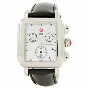 Michele Deco Chronograph Black Leather Ladies Watch MWW06A000125