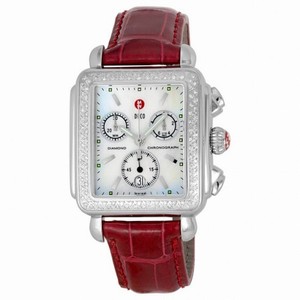 Michele Deco Chronograph Garnet Leather Ladies Watch MWW06A000338