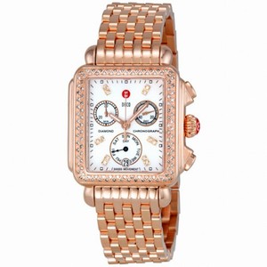 Michele Deco Day White Dial Diamond Bezel Rose-Gold Ladies Watch MWW06P000109