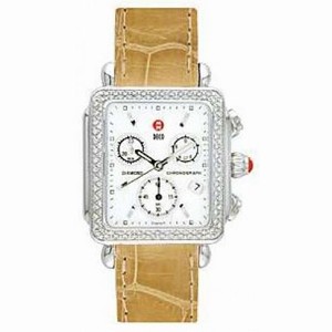 Michele Deco Diamond Camel Alligator Ladies Watch MWW06A000037