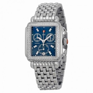 Michele Deco Diamond Chronograph Blue Dial Stainless Steel Ladies Watch MWW06P000219