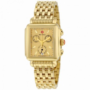 Michele Deco Gold Metallic Dial Gold-plated Stainless Steel Quartz Ladies Watch MWW06P000244