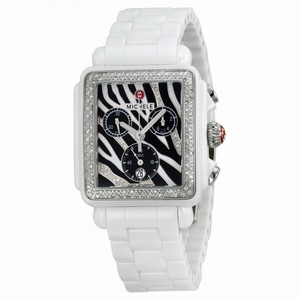 Michele Deco White Ceramic Zebra Dial Ladies Watch MWW06F000010
