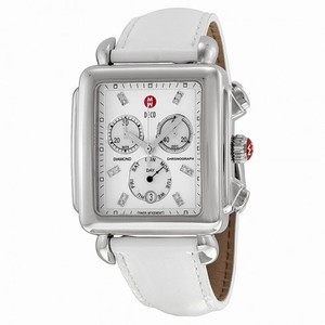 Michele Deco XL Mother of Pearl White Leather Ladies Watch MWW06Z000011