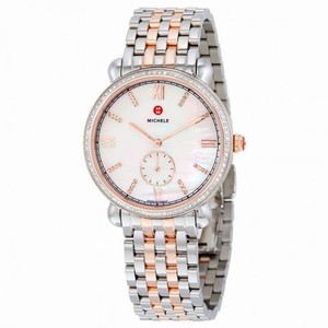 Michele Gracile White Mother of Pearl Dial Two-tone Steel Diamond Ladies Watch MWW26A000005
