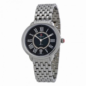 Michele Serein 16 Black Diamond Dial Stainless Steel Ladies Watch MWW21B000026
