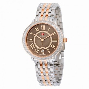 Michele Serein 16 Diamond Two Tone Rose Gold Cocoa Diamond Dial Ladies Watch MWW21B000061