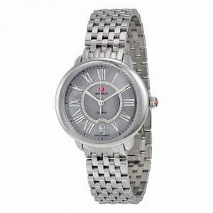 Michele Serein 16 Grey Mother of Pearl Diamond Dial Stainless Steel Ladies Watch MWW21B000040