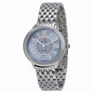 Michele Serein Blue Mother of Pearl Diamond-set Dial Stainless Steel Ladies Watch MWW212B000040